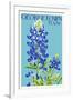 Georgetown, Texas - Bluebonnet - Letterpress-Lantern Press-Framed Art Print