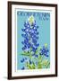 Georgetown, Texas - Bluebonnet - Letterpress-Lantern Press-Framed Art Print