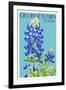 Georgetown, Texas - Bluebonnet - Letterpress-Lantern Press-Framed Art Print