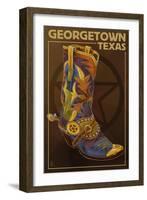 Georgetown, Texas - Boot and Star-Lantern Press-Framed Art Print