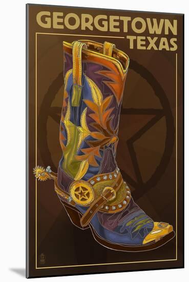 Georgetown, Texas - Boot and Star-Lantern Press-Mounted Art Print