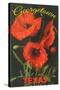 Georgetown, Texas - Corn Poppy Flowers-Lantern Press-Stretched Canvas