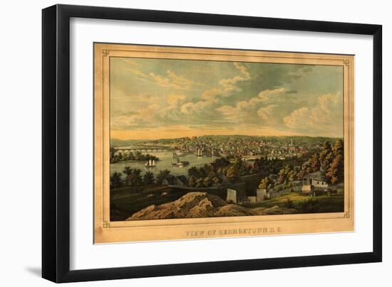 Georgetown, Washington DC - Panoramic Map-Lantern Press-Framed Art Print