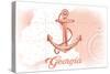 Georgia - Anchor - Coral - Coastal Icon-Lantern Press-Stretched Canvas