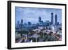 Georgia, Atlanta, Centennial Olympic Park, Elevated City View at Dusk-Walter Bibikow-Framed Photographic Print