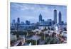 Georgia, Atlanta, Centennial Olympic Park, Elevated City View at Dusk-Walter Bibikow-Framed Photographic Print