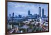 Georgia, Atlanta, Centennial Olympic Park, Elevated City View at Dusk-Walter Bibikow-Framed Photographic Print