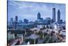 Georgia, Atlanta, Centennial Olympic Park, Elevated City View at Dusk-Walter Bibikow-Stretched Canvas