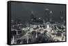 Georgia, Atlanta, Centennial Olympic Park, Elevated City View at Dusk-Walter Bibikow-Framed Stretched Canvas