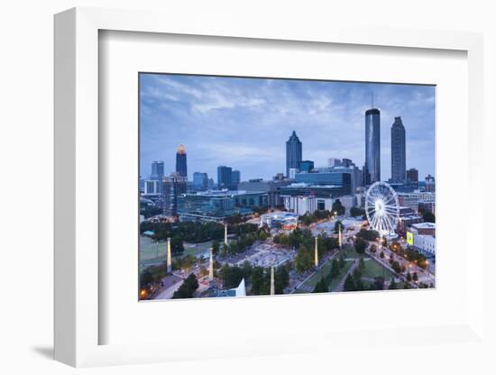 Georgia, Atlanta, Centennial Olympic Park, Elevated City View at Dusk-Walter Bibikow-Framed Photographic Print