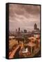 Georgia, Atlanta, Centennial Olympic Park, Elevated City View, Dusk-Walter Bibikow-Framed Stretched Canvas