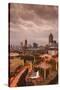 Georgia, Atlanta, Centennial Olympic Park, Elevated City View, Dusk-Walter Bibikow-Stretched Canvas