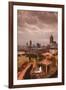 Georgia, Atlanta, Centennial Olympic Park, Elevated City View, Dusk-Walter Bibikow-Framed Photographic Print