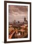 Georgia, Atlanta, Centennial Olympic Park, Elevated City View, Dusk-Walter Bibikow-Framed Photographic Print