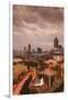 Georgia, Atlanta, Centennial Olympic Park, Elevated City View, Dusk-Walter Bibikow-Framed Photographic Print