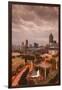 Georgia, Atlanta, Centennial Olympic Park, Elevated City View, Dusk-Walter Bibikow-Framed Photographic Print