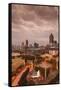 Georgia, Atlanta, Centennial Olympic Park, Elevated City View, Dusk-Walter Bibikow-Framed Stretched Canvas