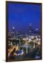 Georgia, Atlanta, Centennial Olympic Park, Elevated City View, Dusk-Walter Bibikow-Framed Photographic Print