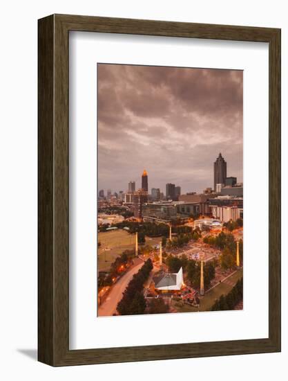 Georgia, Atlanta, Centennial Olympic Park, Elevated City View, Dusk-Walter Bibikow-Framed Photographic Print