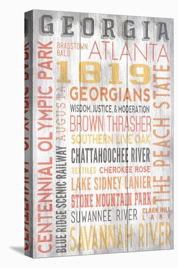 Georgia - Barnwood Typography-Lantern Press-Stretched Canvas