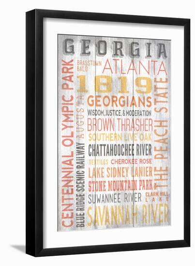 Georgia - Barnwood Typography-Lantern Press-Framed Art Print