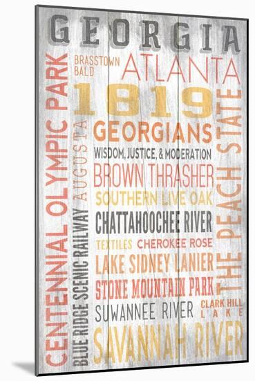 Georgia - Barnwood Typography-Lantern Press-Mounted Art Print