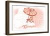 Georgia - Beach Chair and Umbrella - Coral - Coastal Icon-Lantern Press-Framed Art Print