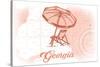 Georgia - Beach Chair and Umbrella - Coral - Coastal Icon-Lantern Press-Stretched Canvas