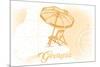 Georgia - Beach Chair and Umbrella - Yellow - Coastal Icon-Lantern Press-Mounted Art Print