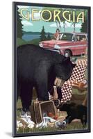 Georgia - Bear and Picnic Scene-Lantern Press-Mounted Art Print