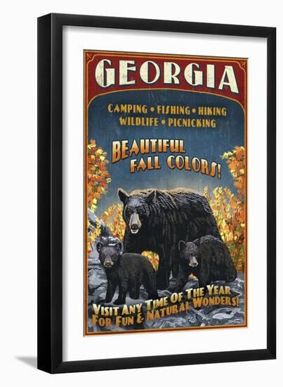 Georgia - Bear Family-Lantern Press-Framed Art Print