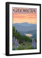 Georgia - Bears and Spring Flowers-Lantern Press-Framed Art Print