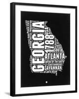 Georgia Black and White Map-NaxArt-Framed Art Print