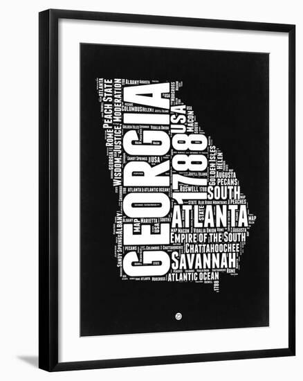 Georgia Black and White Map-NaxArt-Framed Art Print