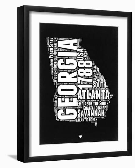 Georgia Black and White Map-NaxArt-Framed Art Print