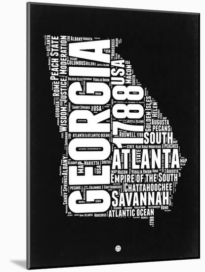 Georgia Black and White Map-NaxArt-Mounted Art Print