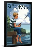 Georgia - Boy Fishing-Lantern Press-Framed Art Print