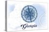 Georgia - Compass - Blue - Coastal Icon-Lantern Press-Stretched Canvas