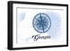 Georgia - Compass - Blue - Coastal Icon-Lantern Press-Framed Art Print