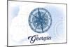 Georgia - Compass - Blue - Coastal Icon-Lantern Press-Mounted Art Print