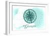 Georgia - Compass - Teal - Coastal Icon-Lantern Press-Framed Art Print