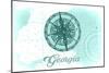 Georgia - Compass - Teal - Coastal Icon-Lantern Press-Mounted Art Print