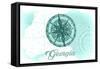 Georgia - Compass - Teal - Coastal Icon-Lantern Press-Framed Stretched Canvas