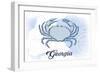 Georgia - Crab - Blue - Coastal Icon-Lantern Press-Framed Art Print