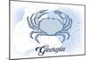Georgia - Crab - Blue - Coastal Icon-Lantern Press-Mounted Art Print