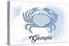 Georgia - Crab - Blue - Coastal Icon-Lantern Press-Stretched Canvas