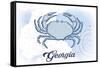 Georgia - Crab - Blue - Coastal Icon-Lantern Press-Framed Stretched Canvas