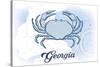 Georgia - Crab - Blue - Coastal Icon-Lantern Press-Stretched Canvas