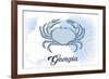 Georgia - Crab - Blue - Coastal Icon-Lantern Press-Framed Premium Giclee Print