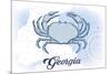 Georgia - Crab - Blue - Coastal Icon-Lantern Press-Mounted Premium Giclee Print